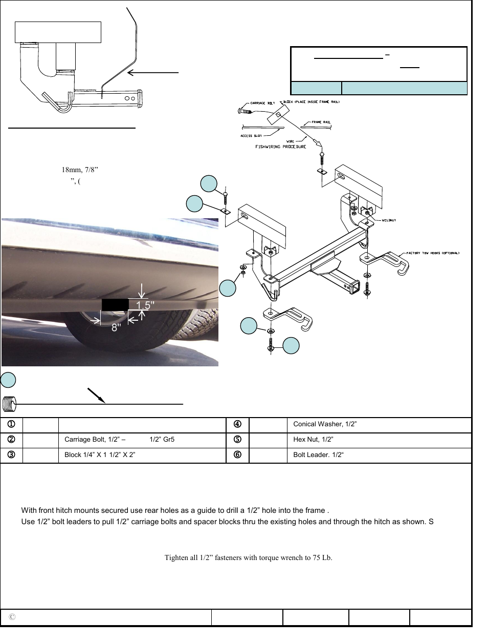 Draw-Tite 65062 FRONT MOUNT RECEIVER User Manual | 3 pages