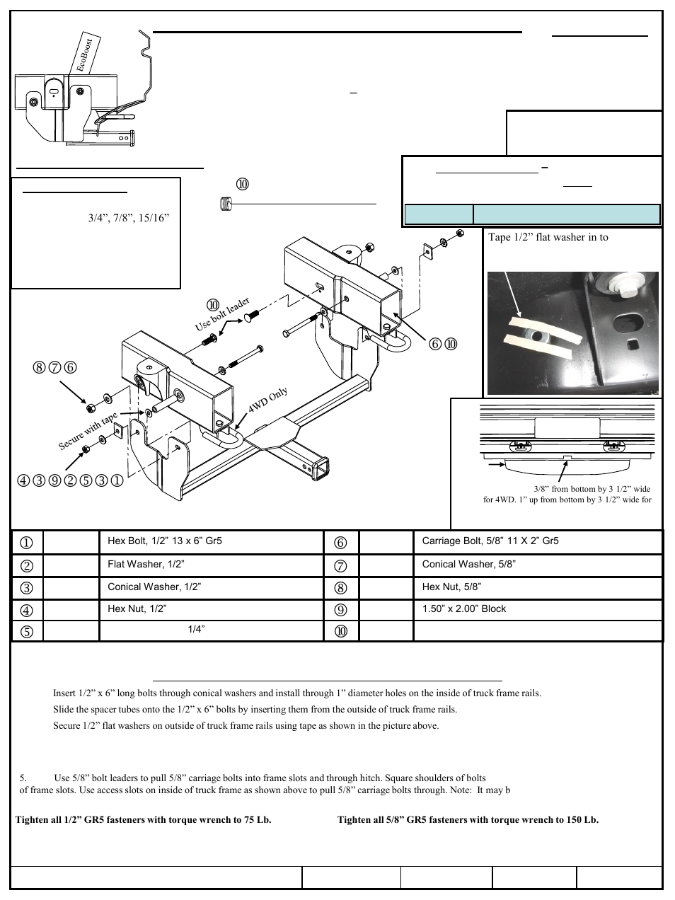 Draw-Tite 65061 FRONT MOUNT RECEIVER User Manual | 3 pages