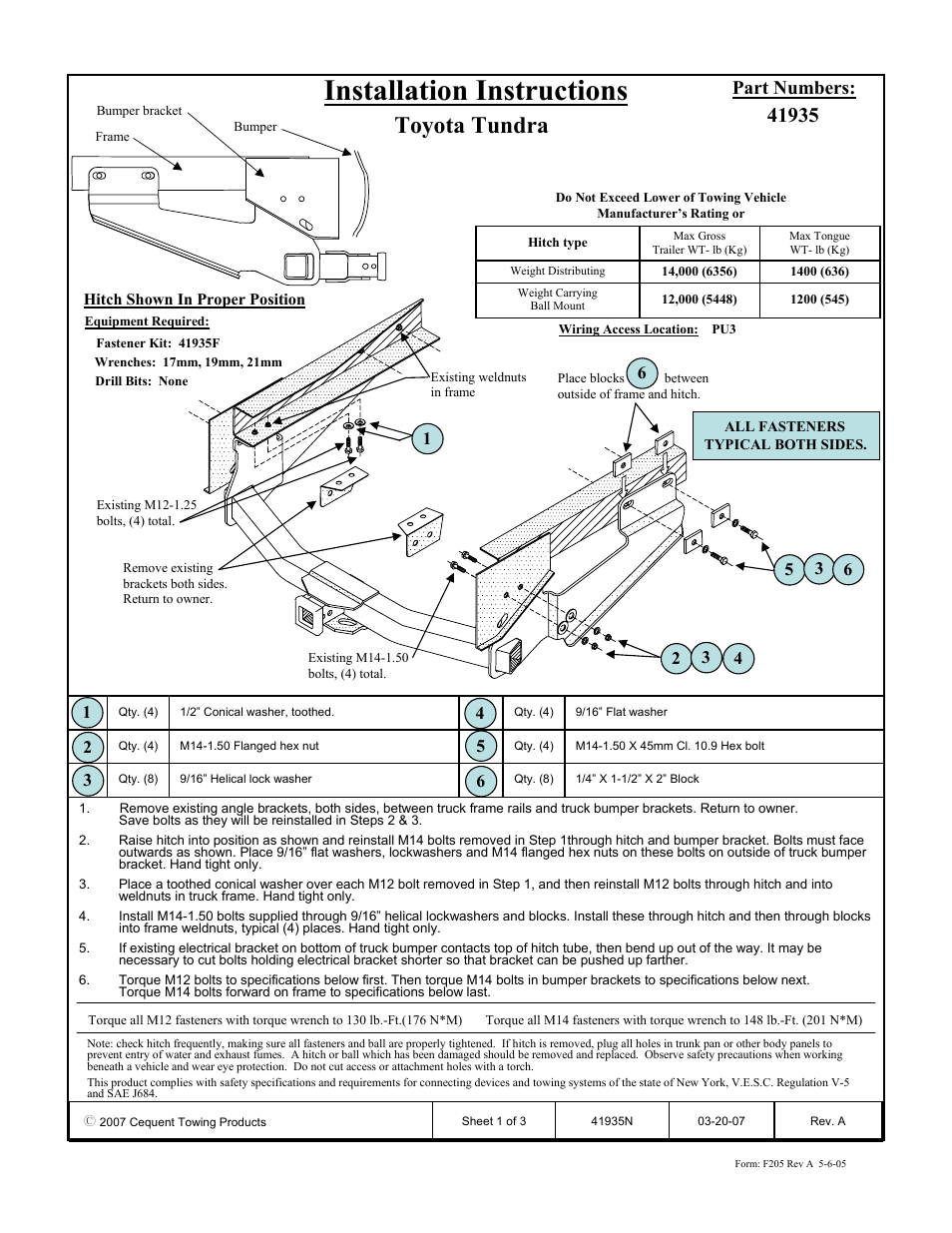 Draw-Tite 41935 ULTRA FRAME RECEIVER User Manual | 3 pages