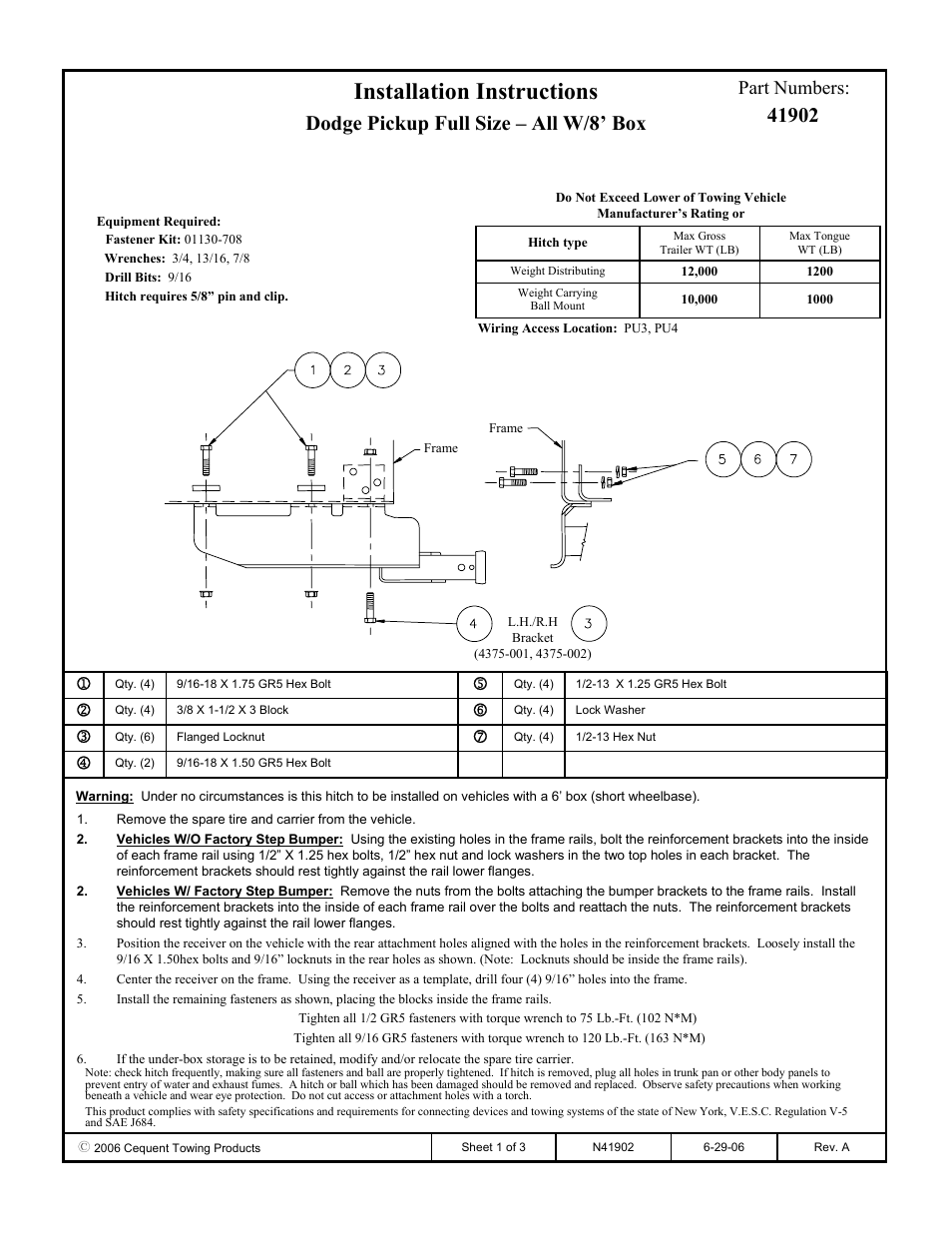 Draw-Tite 41902 ULTRA FRAME RECEIVER User Manual | 3 pages