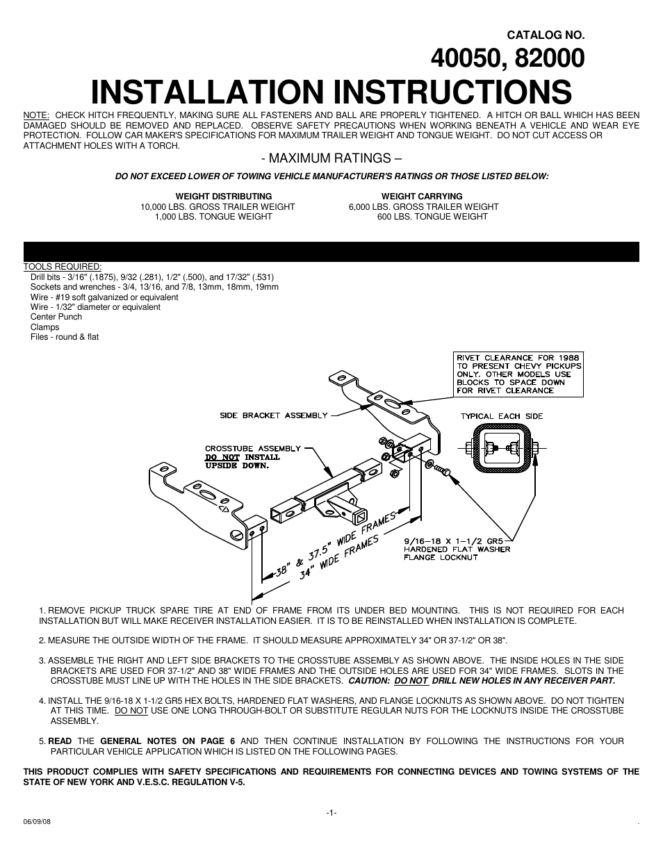 Draw-Tite 40050 CLASS III-IV MULTI-FIT RECEIVER User Manual | 6 pages