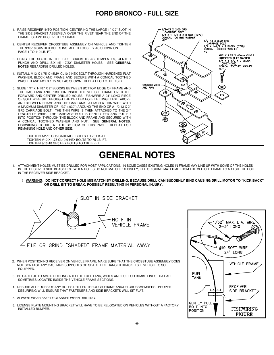 Ford bronco - full size | Draw-Tite 40050 CLASS III-IV MULTI-FIT RECEIVER User Manual | Page 6 / 6