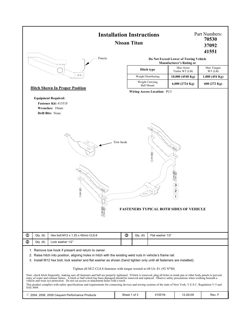 Draw-Tite 41551 MAX-E-LOADER RECEIVER User Manual | 3 pages