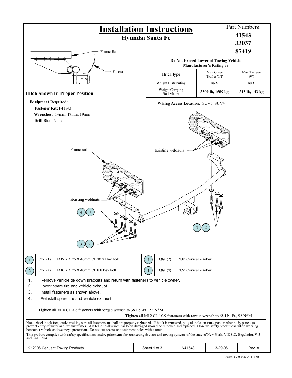 Draw-Tite 41543 MAX-E-LOADER RECEIVER User Manual | 3 pages