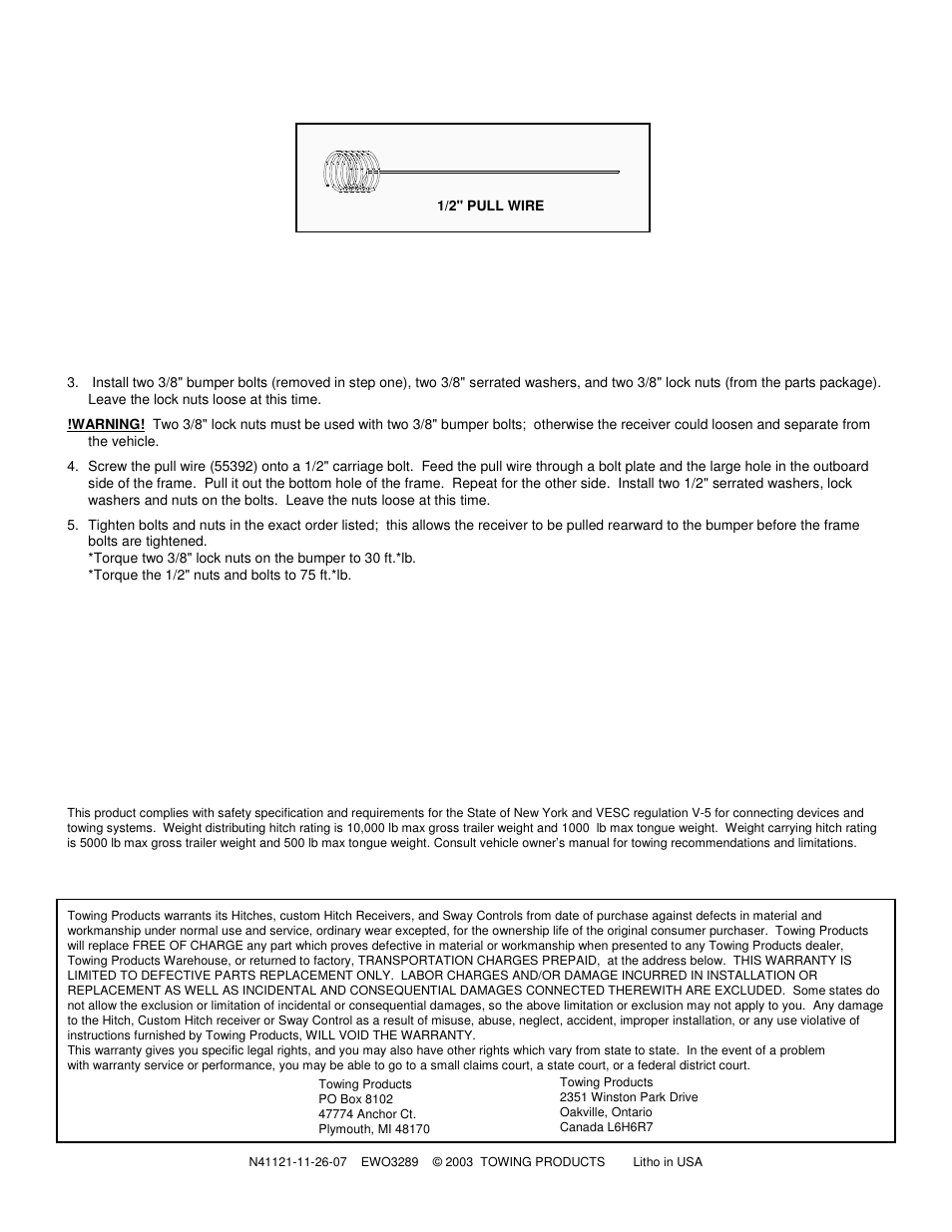 Draw-Tite 41121 MAX-E-LOADER RECEIVER User Manual | Page 2 / 2