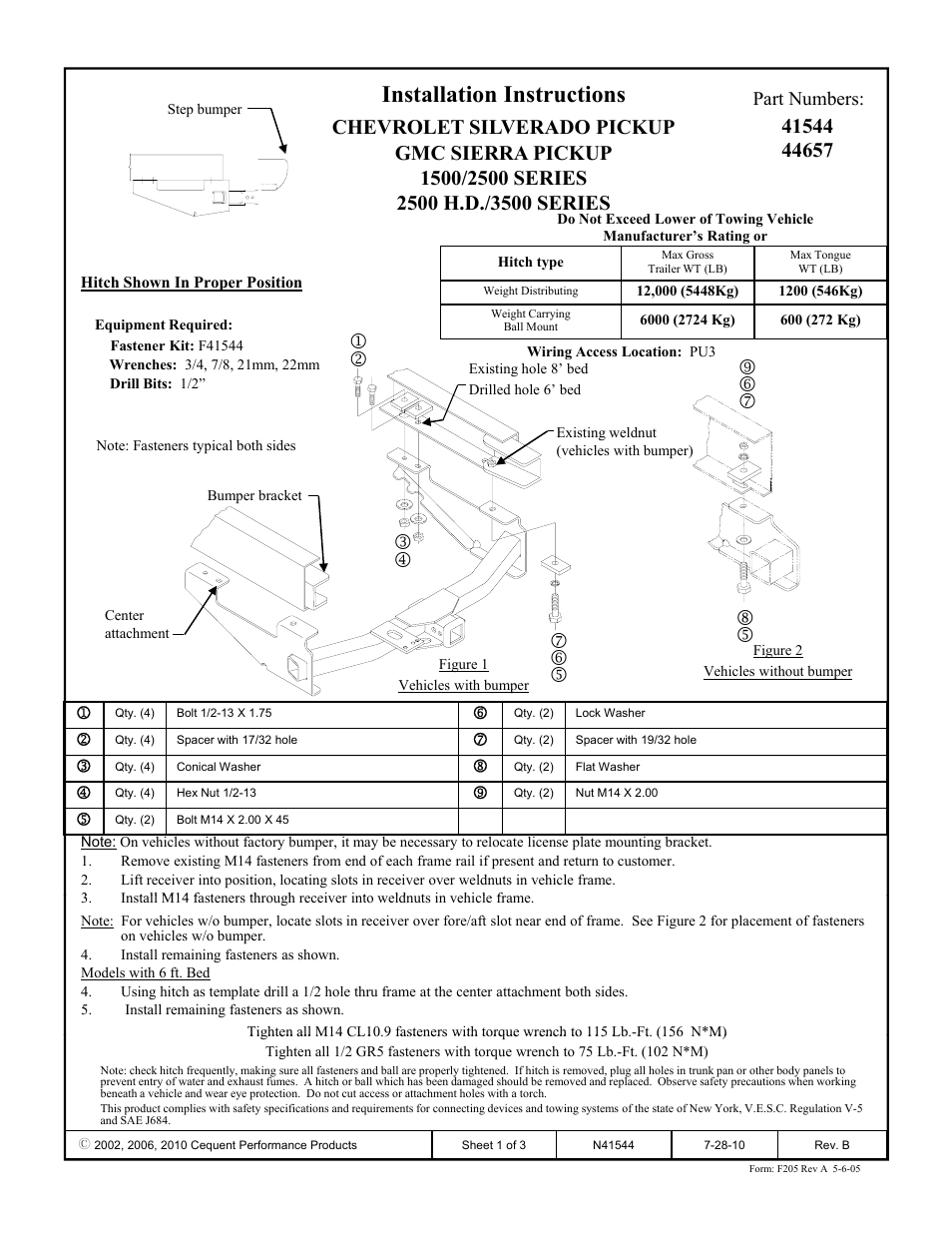 Draw-Tite 41544 MAX-E-LOADER RECEIVER User Manual | 3 pages