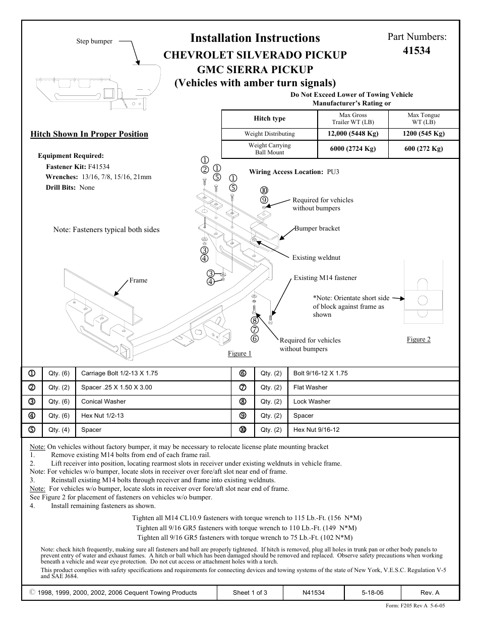 Draw-Tite 41534 MAX-E-LOADER RECEIVER User Manual | 3 pages
