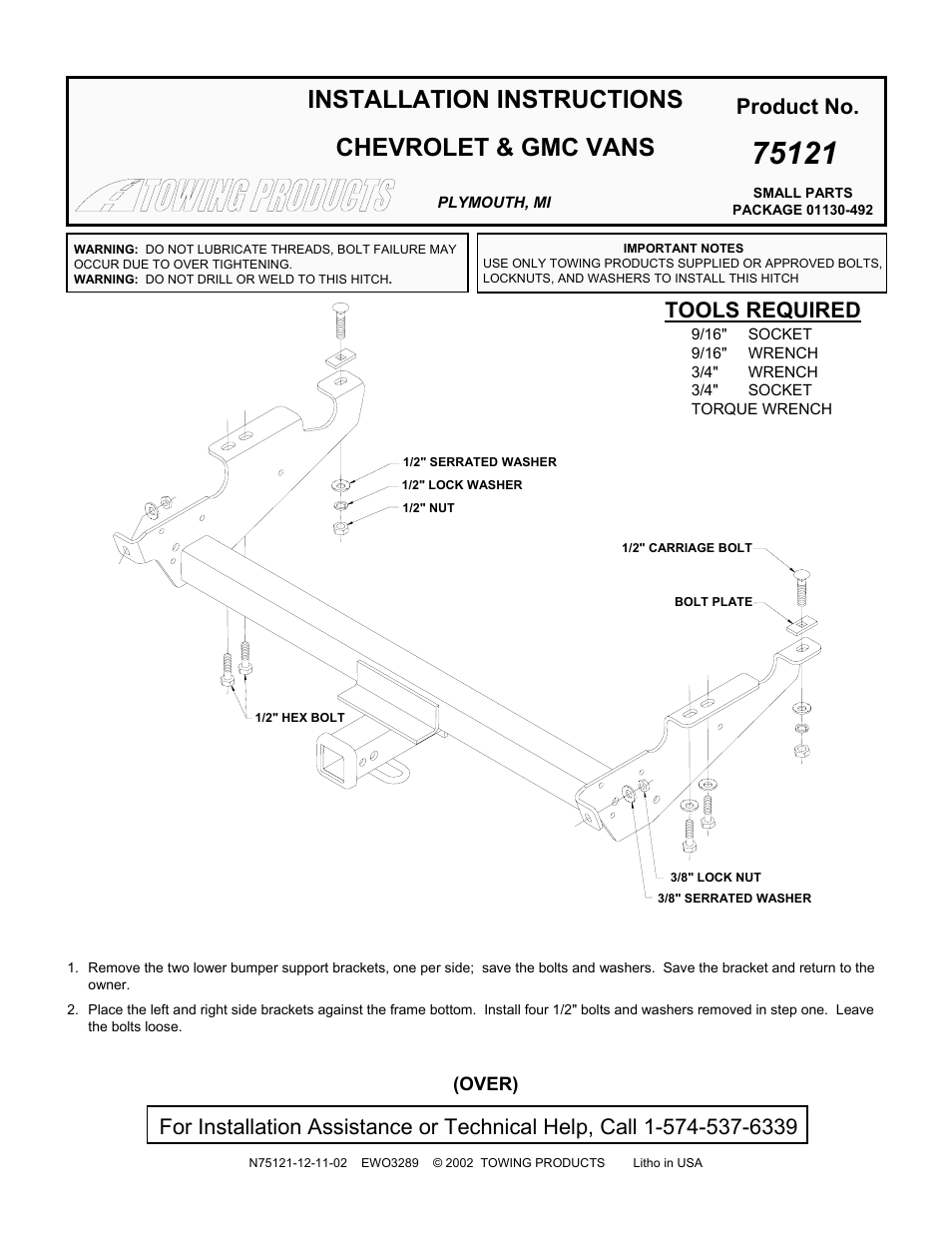 Draw-Tite 75121 MAX-FRAME RECEIVER User Manual | 2 pages