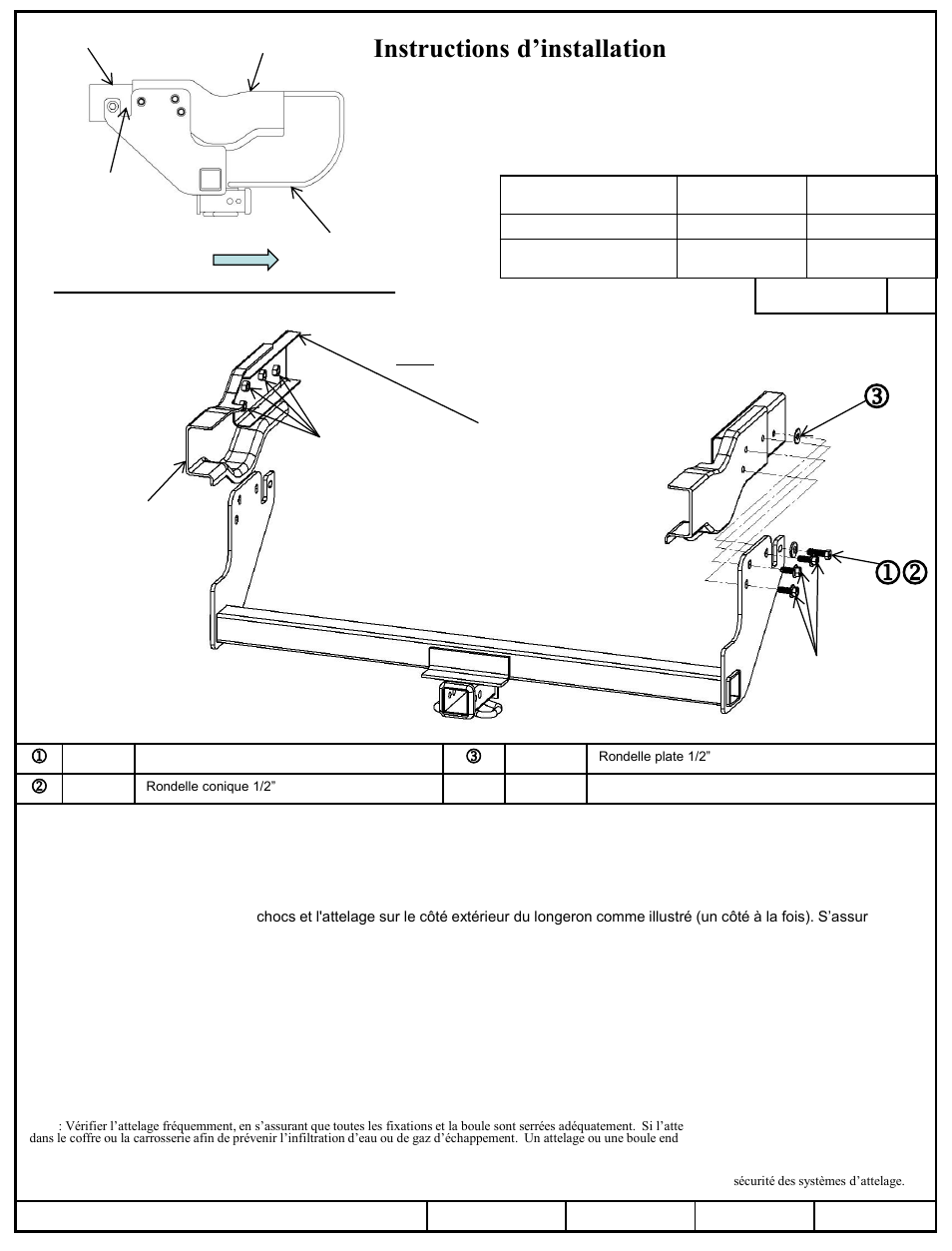 Instructions d’installation, Chevy s10, Numéro de pièce | Draw-Tite 75810 MAX-FRAME RECEIVER User Manual | Page 2 / 3