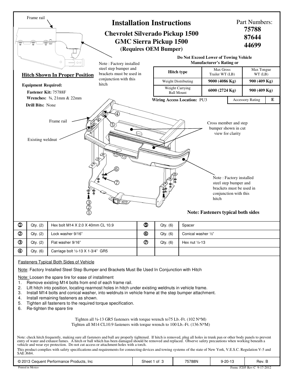 Draw-Tite 75788 MAX-FRAME RECEIVER User Manual | 3 pages