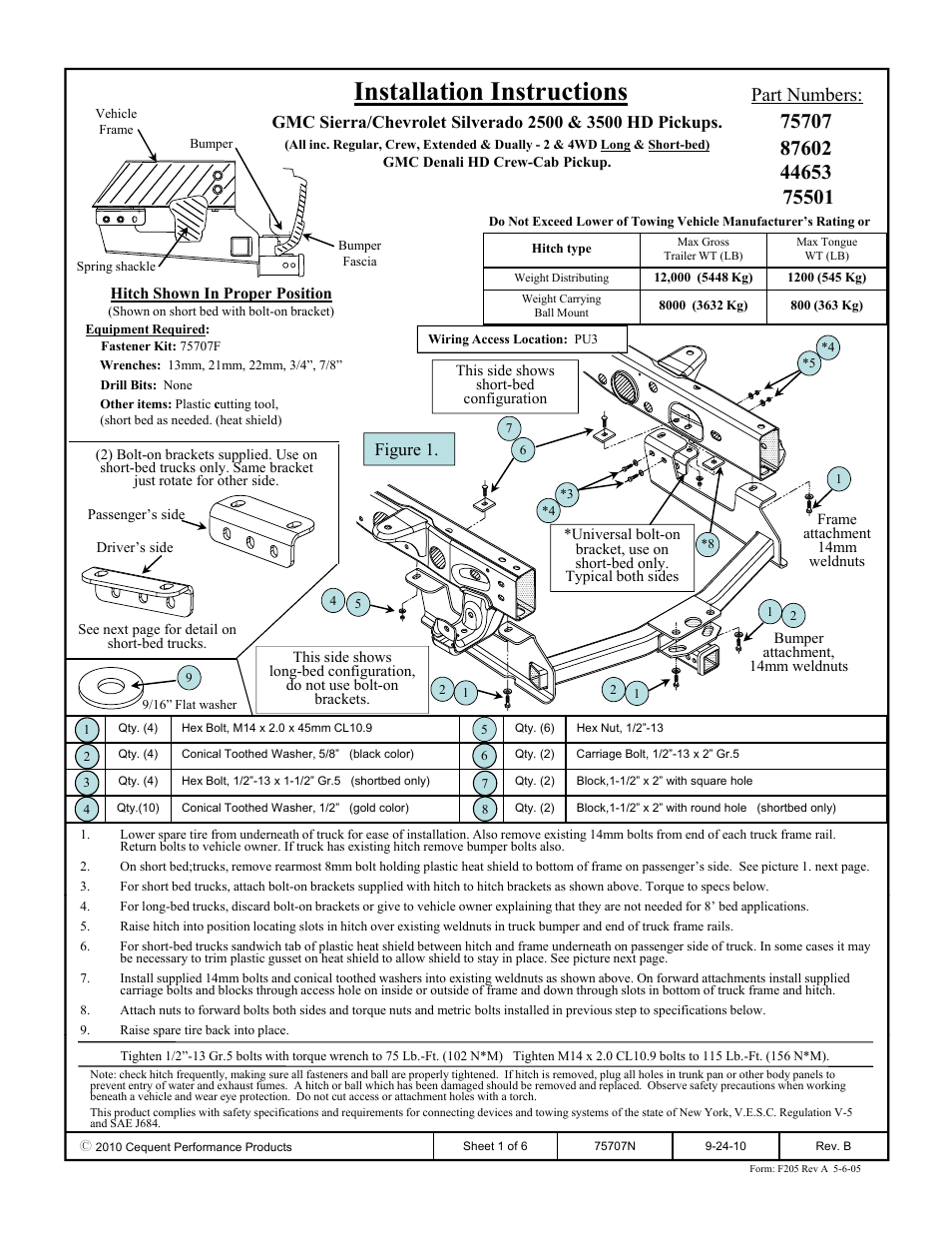 Draw-Tite 75707 MAX-FRAME RECEIVER User Manual | 6 pages