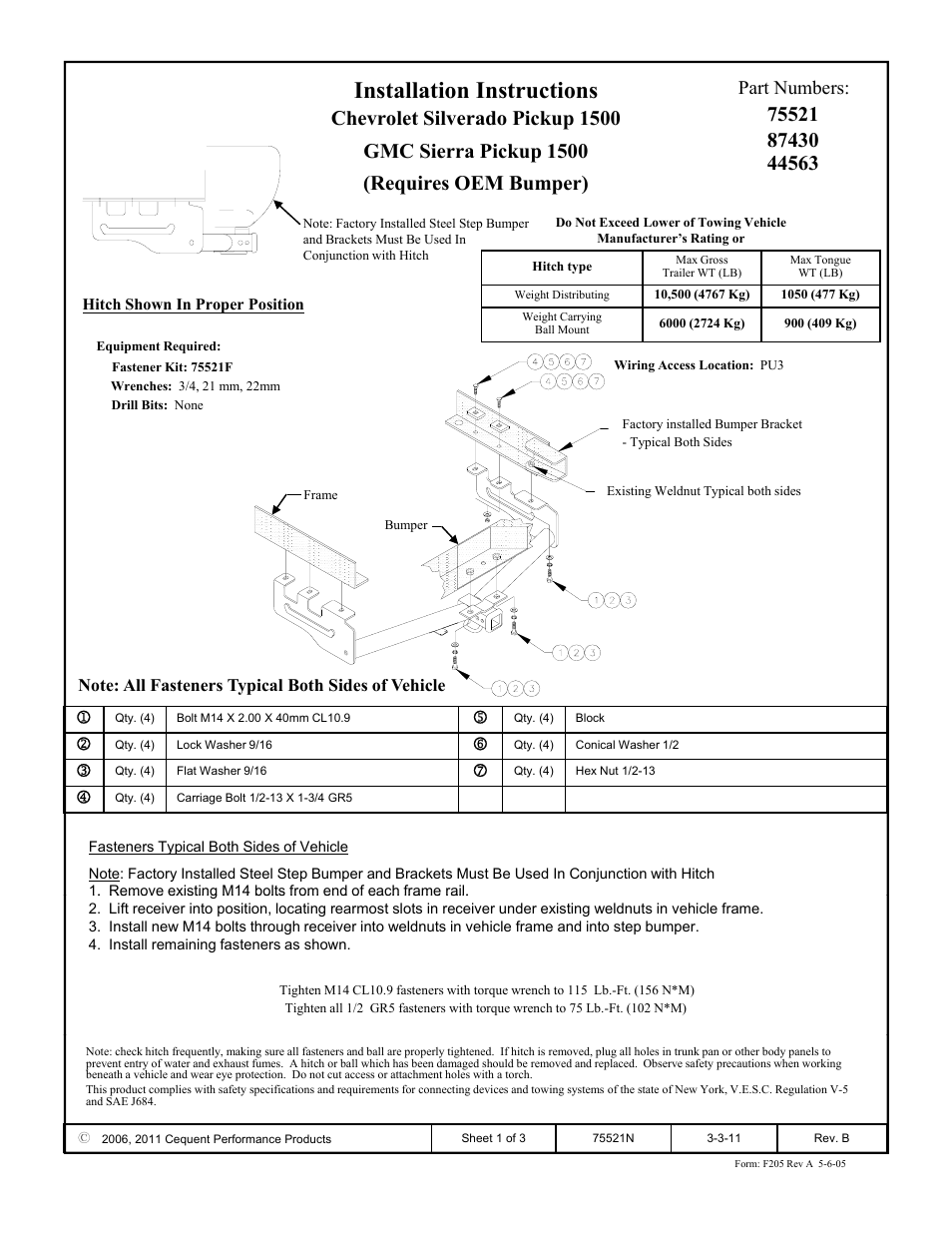 Draw-Tite 75521 MAX-FRAME RECEIVER User Manual | 3 pages