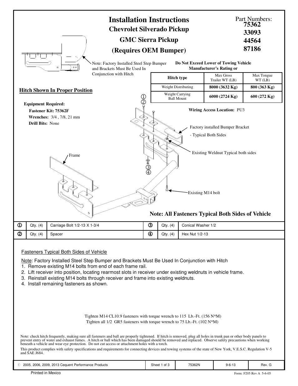 Draw-Tite 75362 MAX-FRAME RECEIVER User Manual | 3 pages