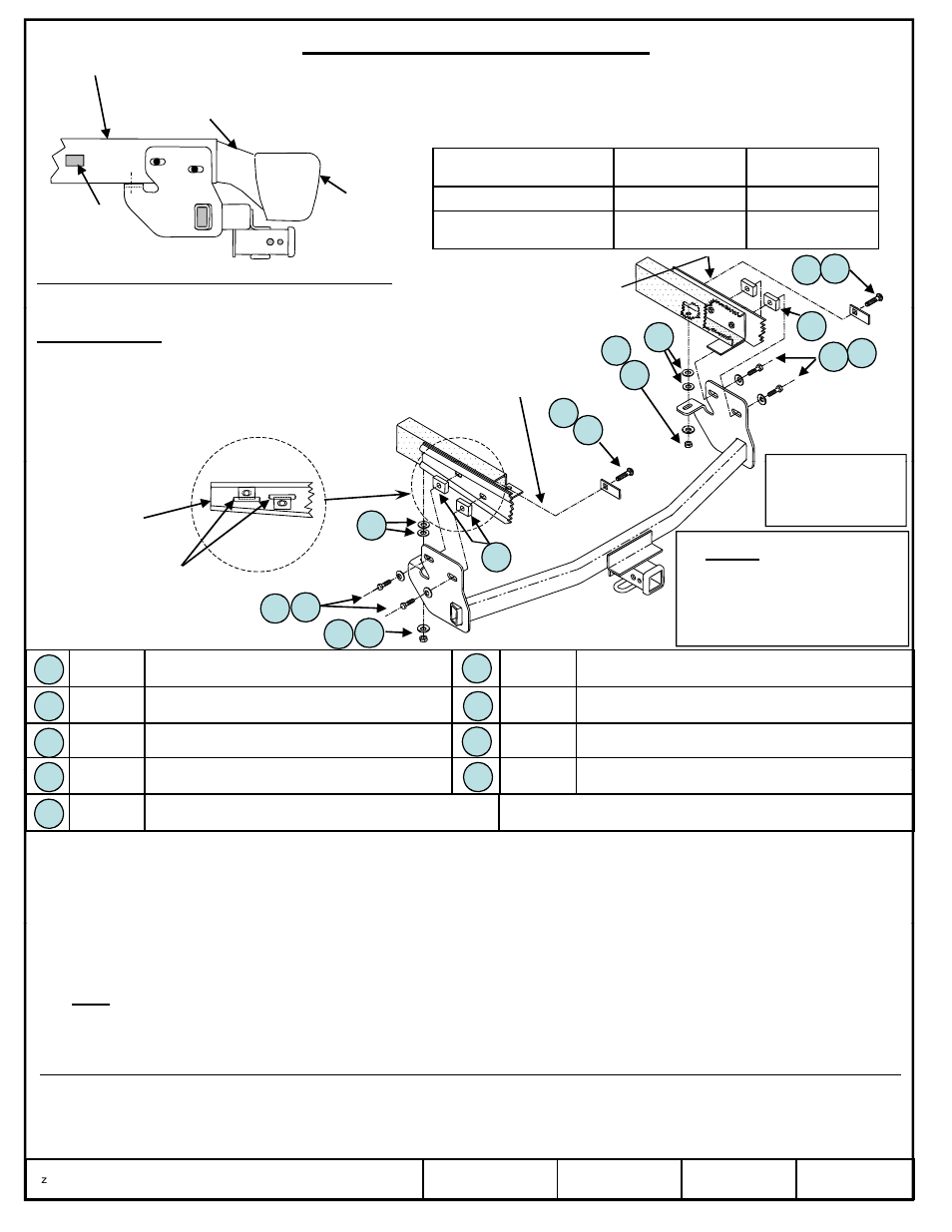 Instrucciones de instalación, Números de partes, Nota | Draw-Tite 75607 MAX-FRAME RECEIVER User Manual | Page 3 / 3