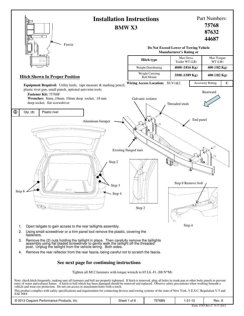 Draw-Tite 75768 MAX-FRAME RECEIVER User Manual | 6 pages