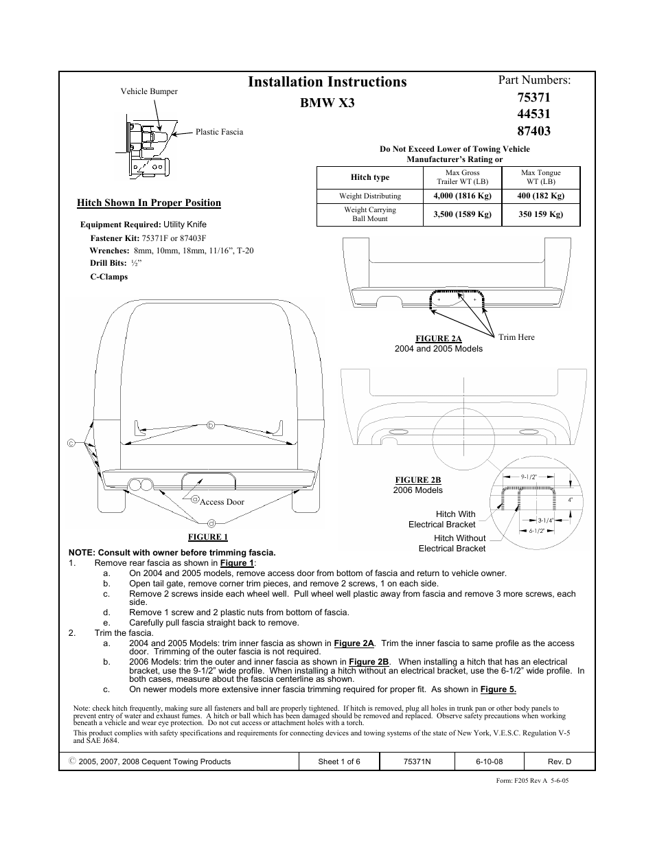 Draw-Tite 75371 MAX-FRAME RECEIVER User Manual | 6 pages
