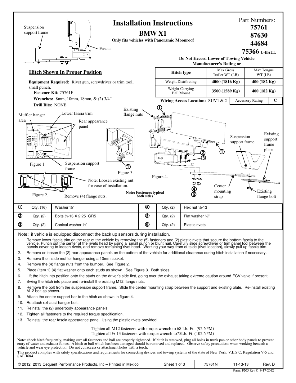 Draw-Tite 75761 MAX-FRAME RECEIVER User Manual | 3 pages