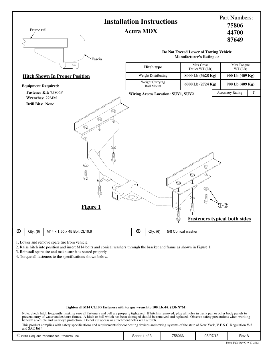 Draw-Tite 75806 MAX-FRAME RECEIVER User Manual | 3 pages