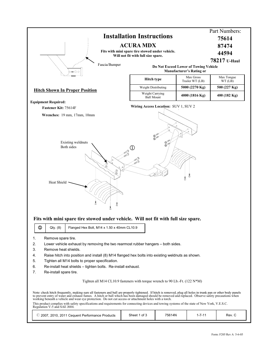 Draw-Tite 75614 MAX-FRAME RECEIVER User Manual | 3 pages