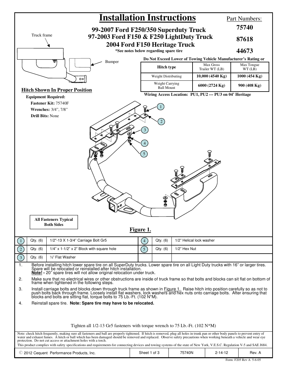 Draw-Tite 75740 MAX-FRAME RECEIVER User Manual | 3 pages