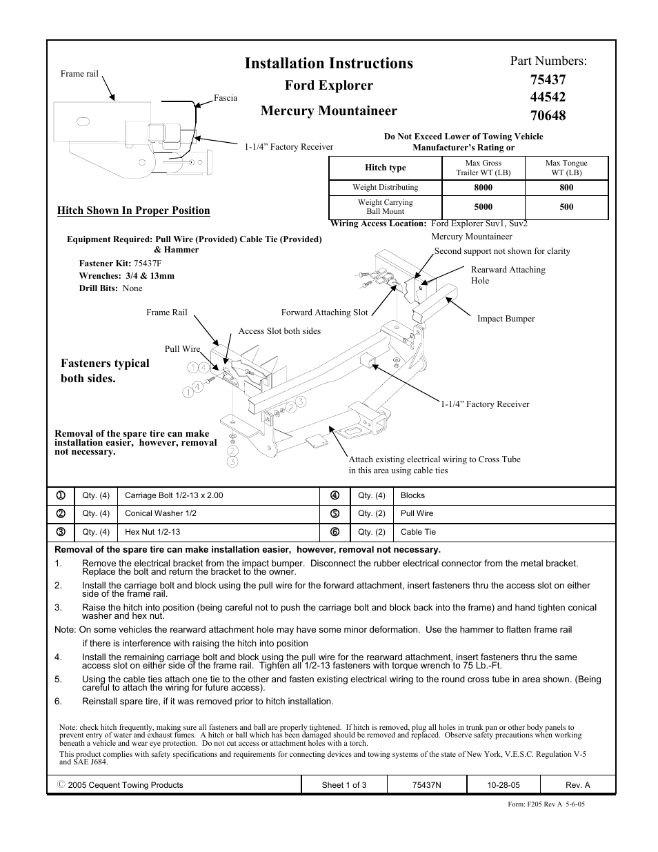 Draw-Tite 75437 MAX-FRAME RECEIVER User Manual | 3 pages