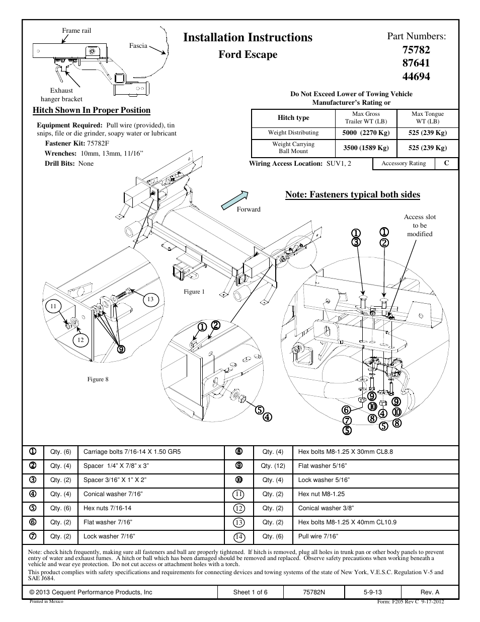 Draw-Tite 75782 MAX-FRAME RECEIVER User Manual | 6 pages