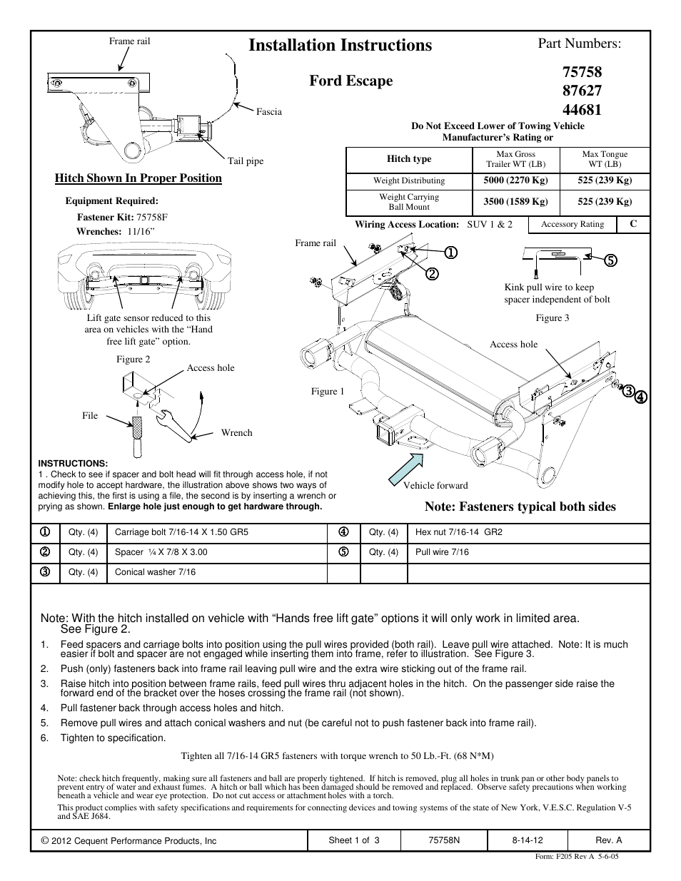 Draw-Tite 75758 MAX-FRAME RECEIVER User Manual | 3 pages