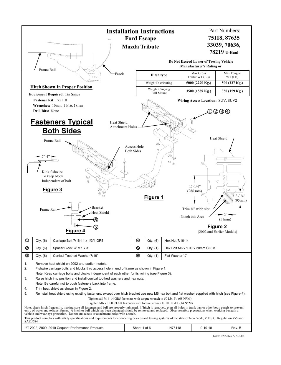 Draw-Tite 75118 MAX-FRAME RECEIVER User Manual | 6 pages