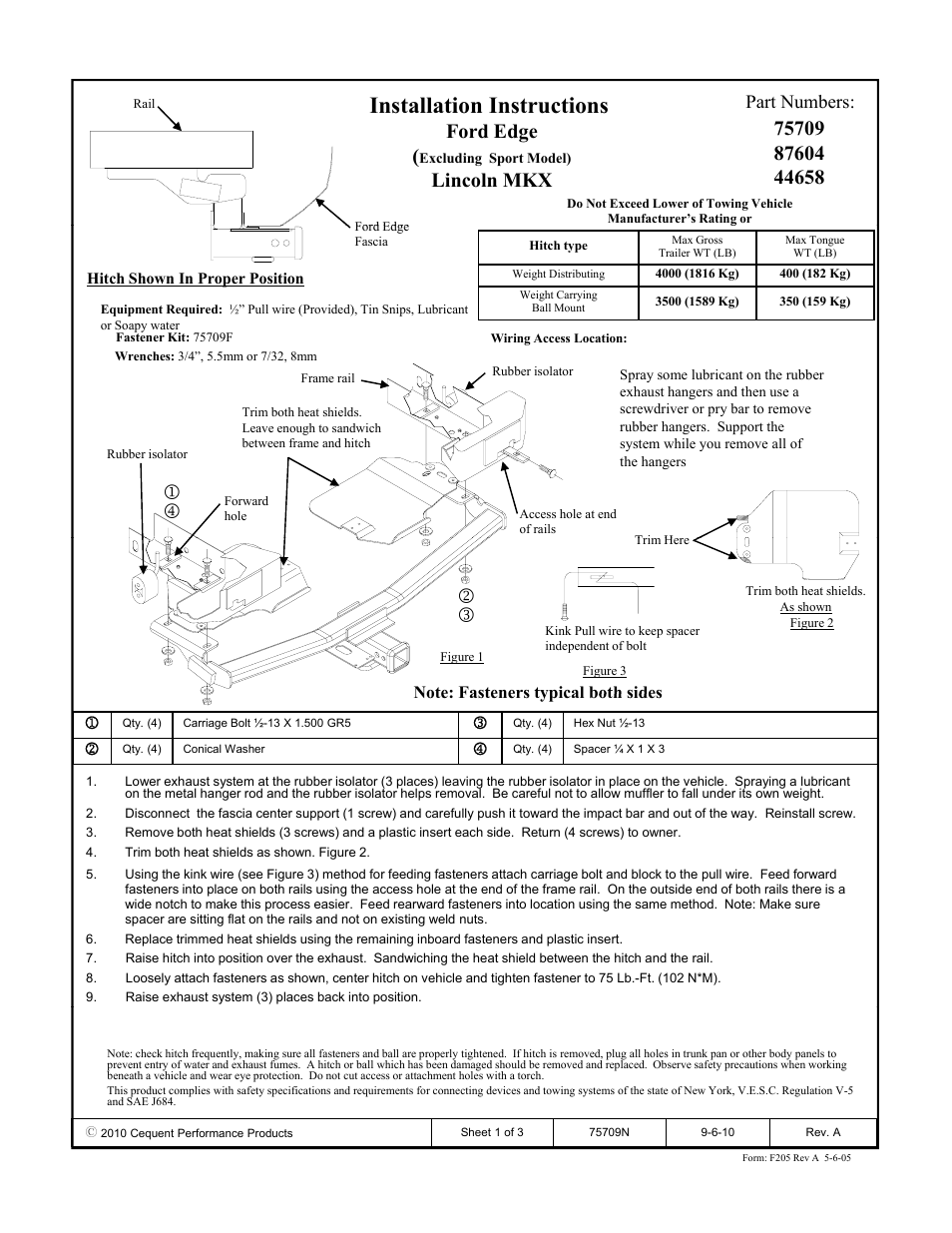 Draw-Tite 75709 MAX-FRAME RECEIVER User Manual | 3 pages