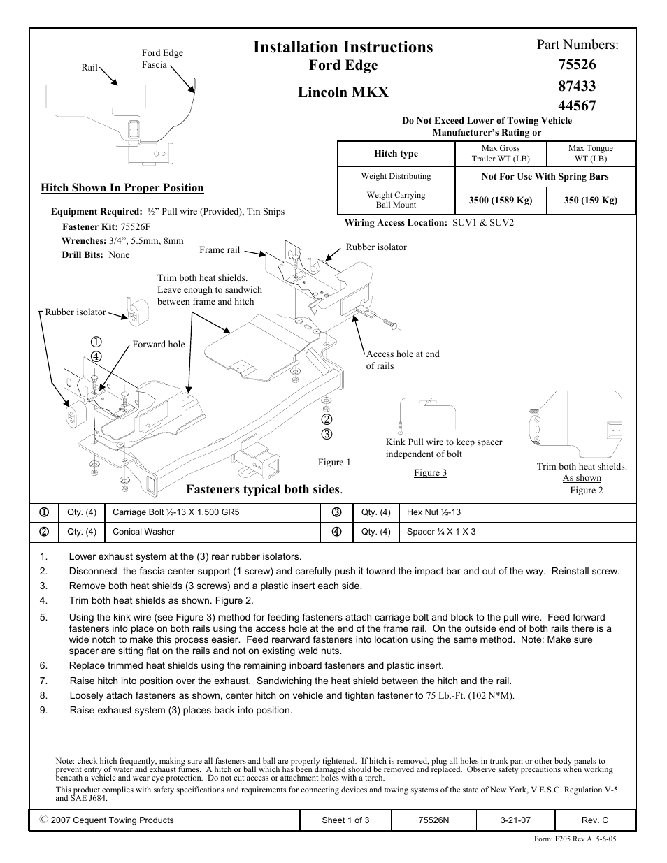 Draw-Tite 75526 MAX-FRAME RECEIVER User Manual | 3 pages