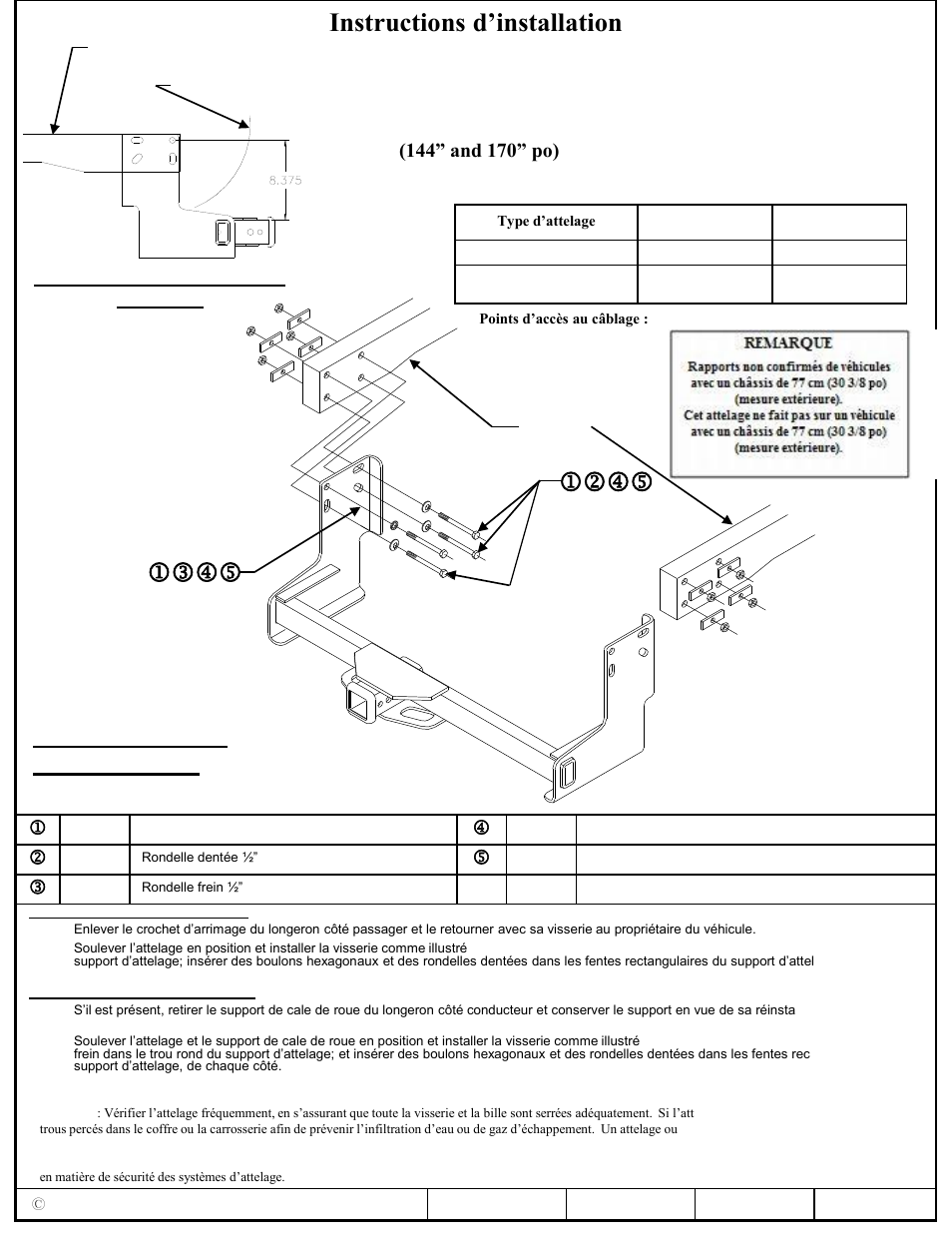 Instructions d’installation, Jkmn jlmn, Visserie similaire des deux côtés | Mercedes sprinter (fourgon et châssis-cabine), Numéros de pièces | Draw-Tite 75549 MAX-FRAME RECEIVER User Manual | Page 2 / 3