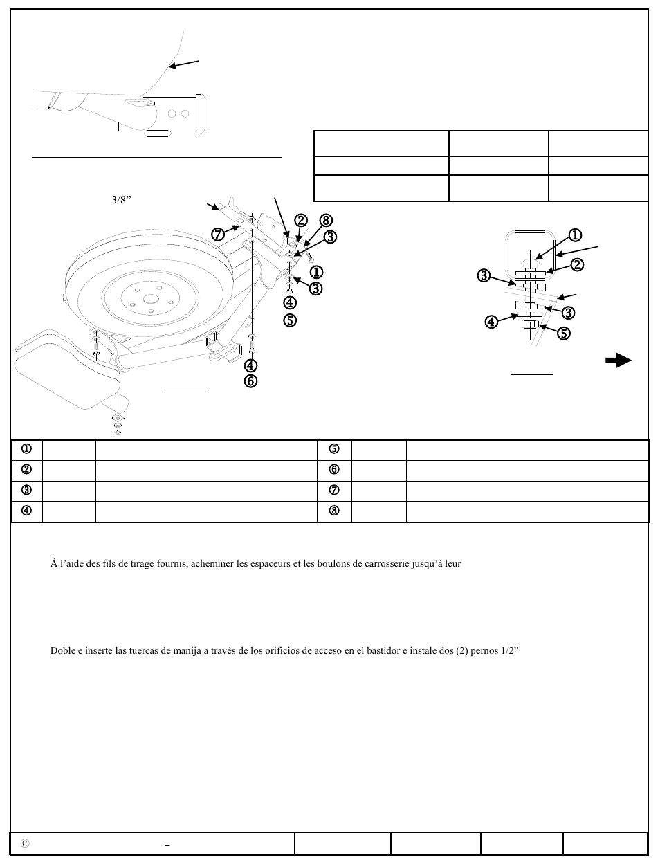 Instrucciones de instalación, Lk m n, Dodge journey | Números de partes | Draw-Tite 75648 MAX-FRAME RECEIVER User Manual | Page 3 / 3