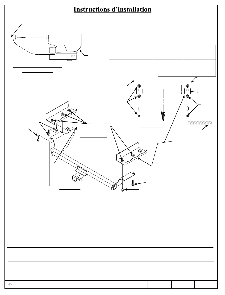 Instructions d’installation, Figure 1, Figure 2 | Numéros de pièce, Attention | Draw-Tite 75579 MAX-FRAME RECEIVER User Manual | Page 2 / 3