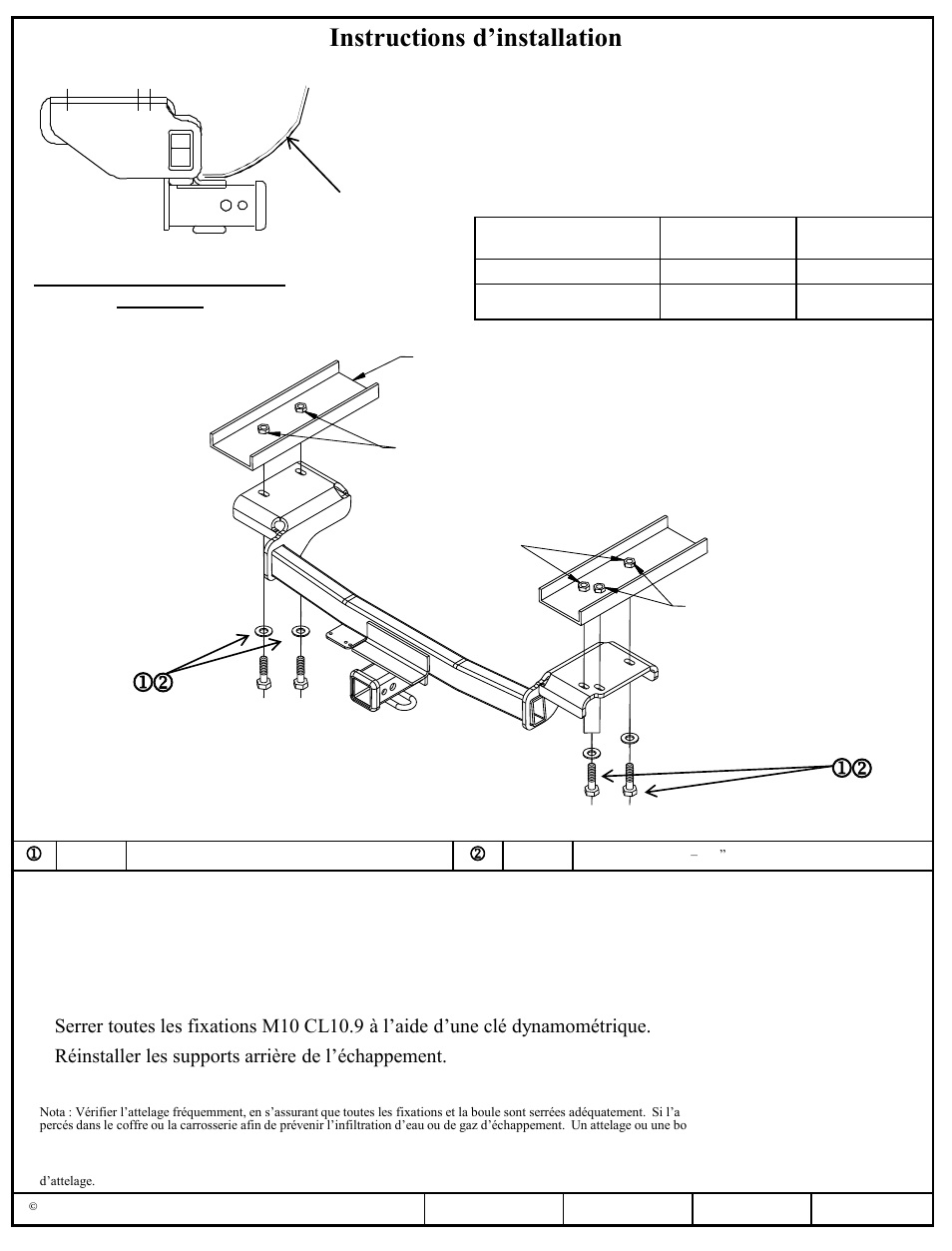 Instructions d’installation, Jk j k, Hyundai tucson kia sportage | Numéros de pièce | Draw-Tite 75717 MAX-FRAME RECEIVER User Manual | Page 2 / 3
