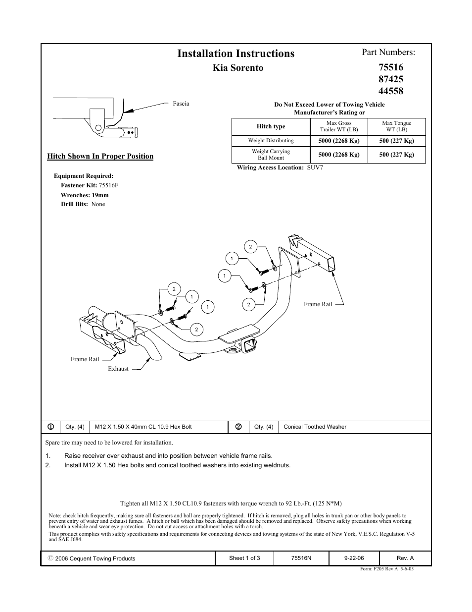 Draw-Tite 75516 MAX-FRAME RECEIVER User Manual | 3 pages