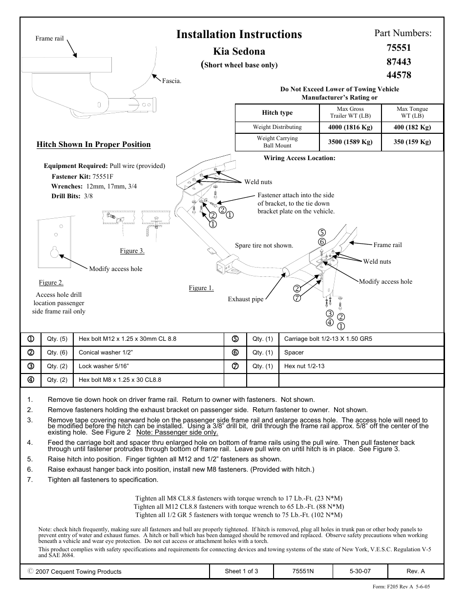 Draw-Tite 75551 MAX-FRAME RECEIVER User Manual | 3 pages