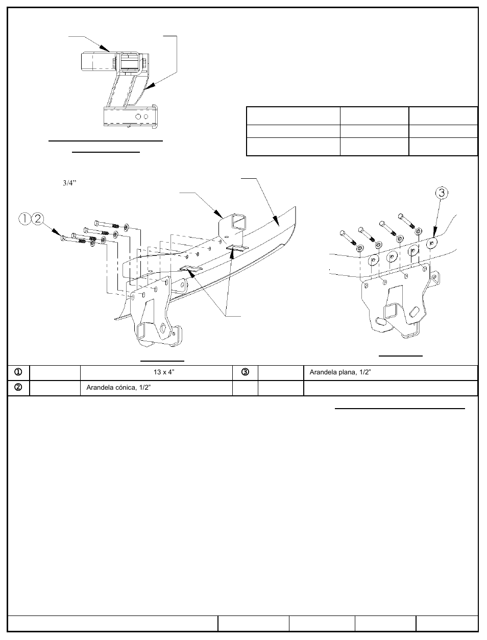 Instrucciones de instalación, Jeep grand cherokee jeep commander, Números de partes | Draw-Tite 75338 MAX-FRAME RECEIVER User Manual | Page 3 / 3