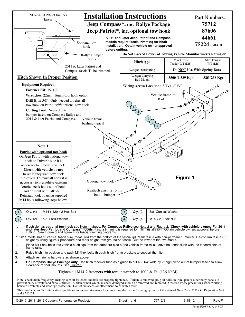 Draw-Tite 75712 MAX-FRAME RECEIVER User Manual | 6 pages