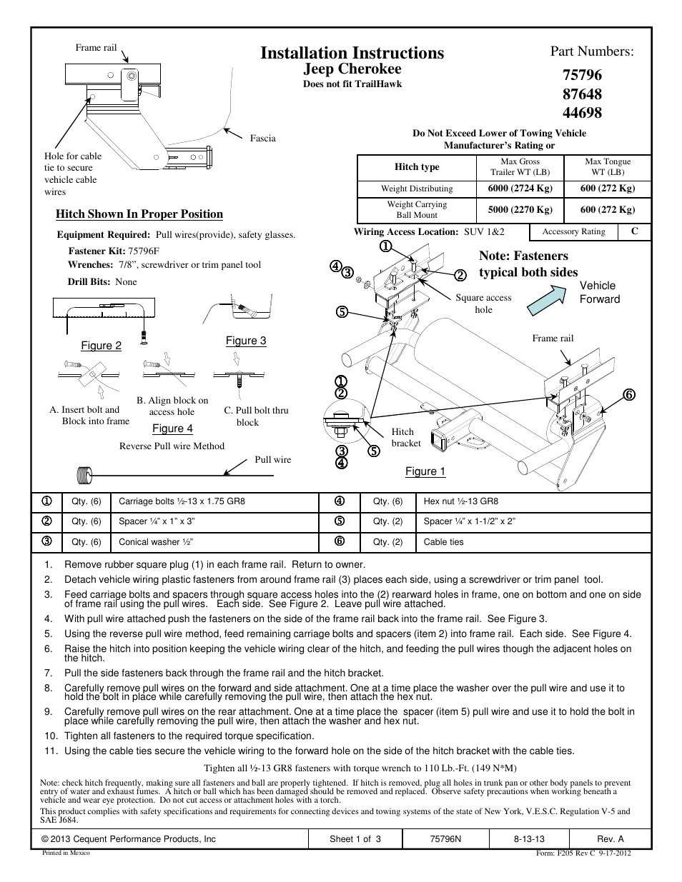 Draw-Tite 75796 MAX-FRAME RECEIVER User Manual | 3 pages