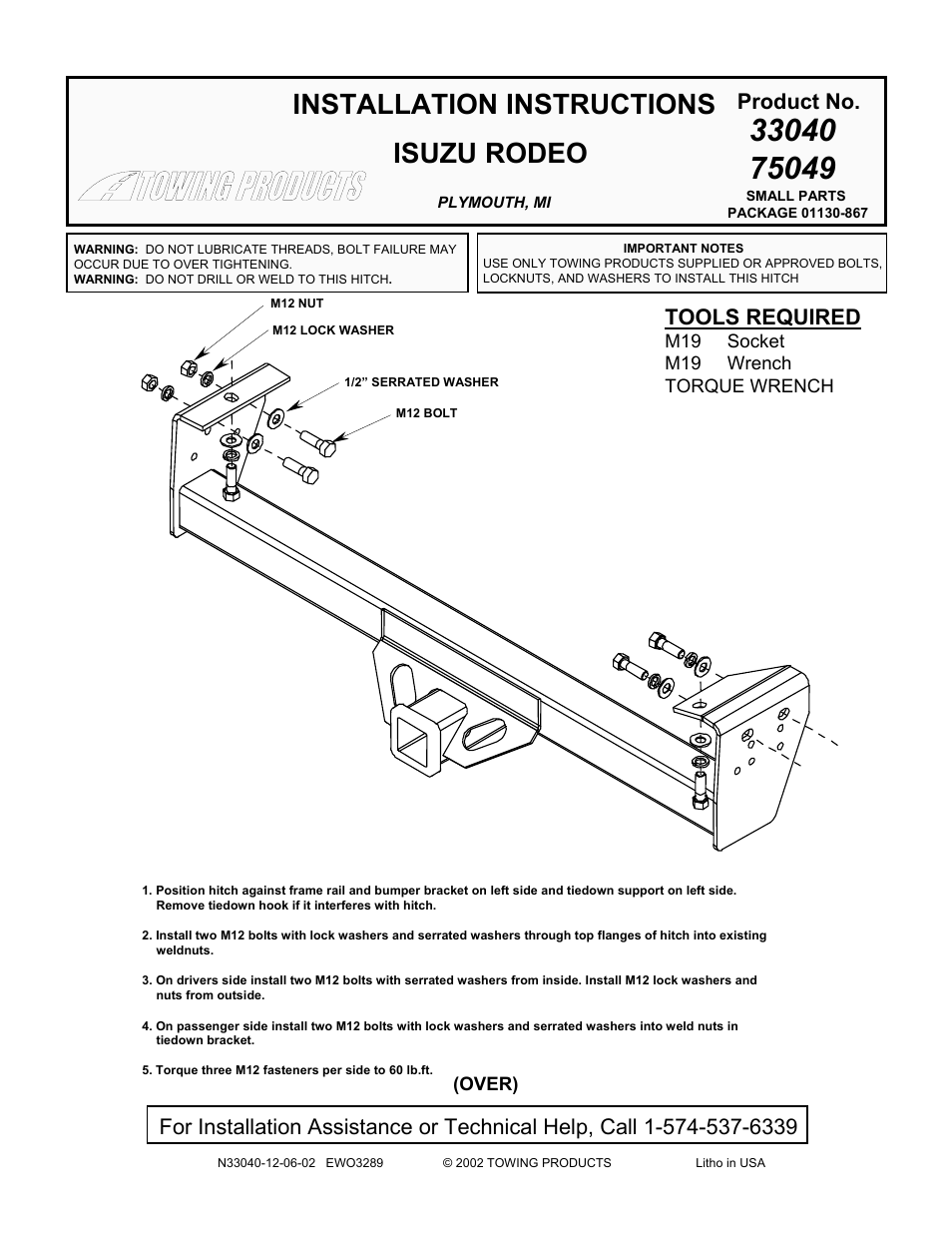 Draw-Tite 75049 MAX-FRAME RECEIVER User Manual | 2 pages