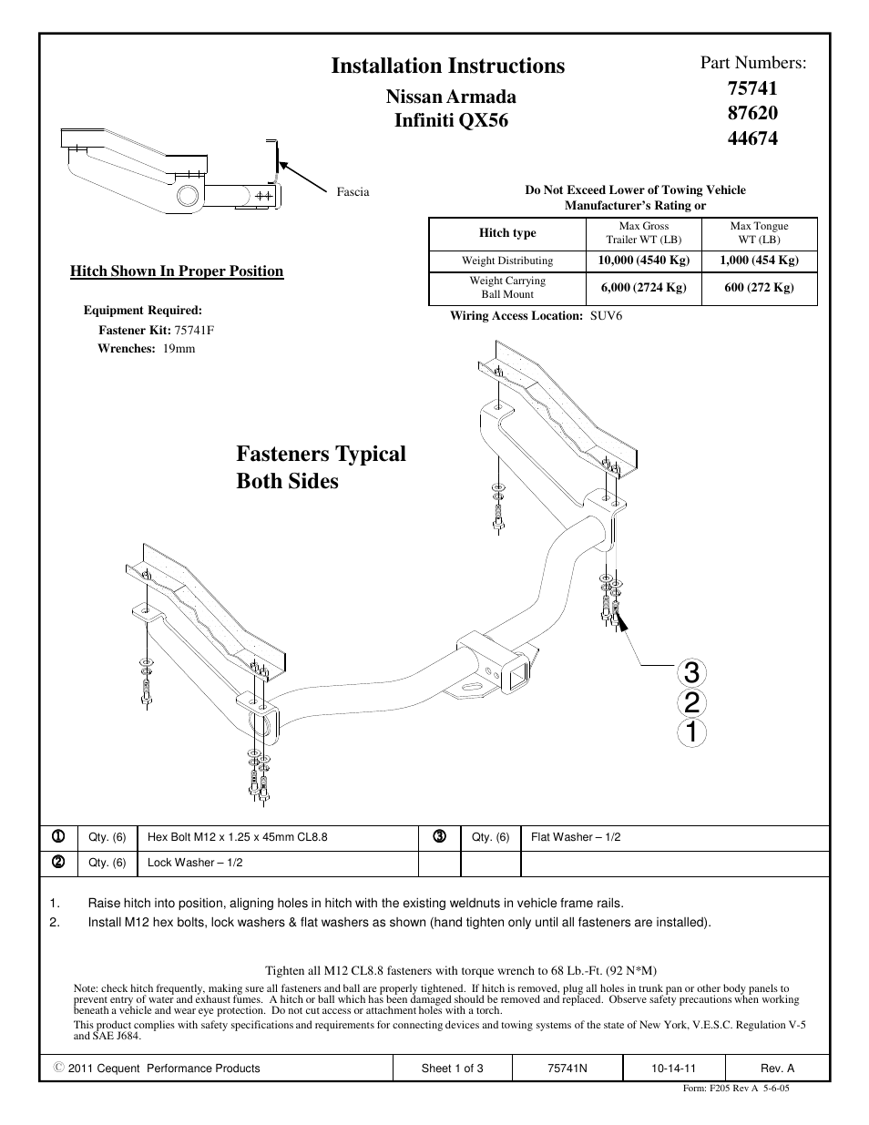 Draw-Tite 75741 MAX-FRAME RECEIVER User Manual | 3 pages