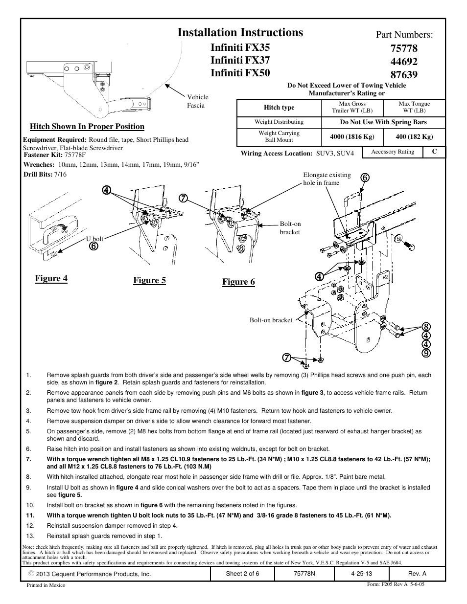 Installation instructions | Draw-Tite 75778 MAX-FRAME RECEIVER User Manual | Page 2 / 6
