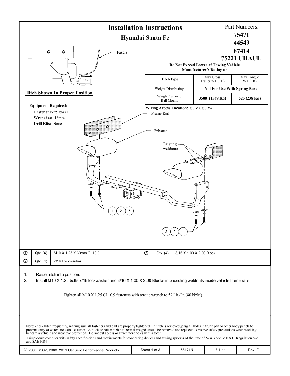 Draw-Tite 75471 MAX-FRAME RECEIVER User Manual | 3 pages