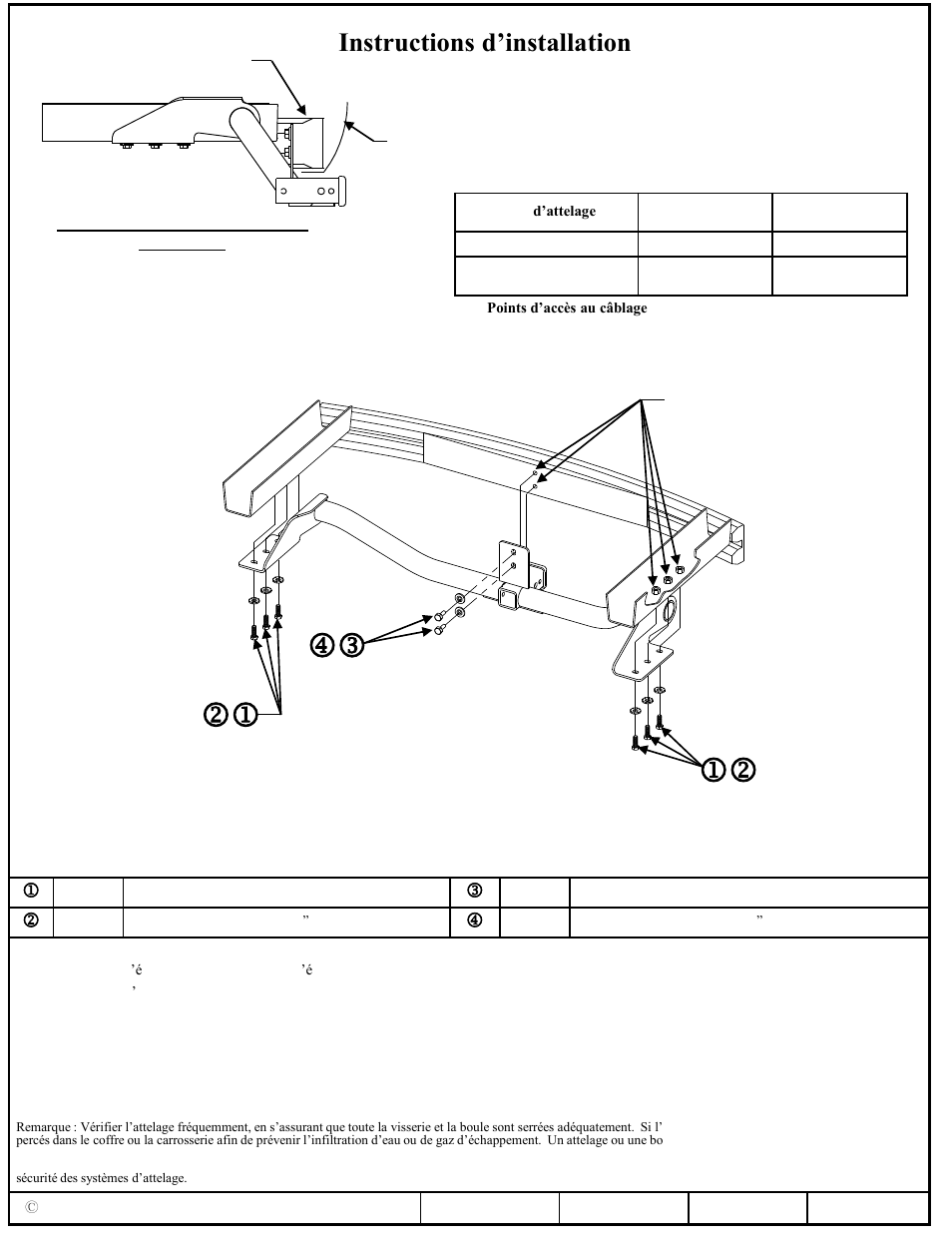 Jk ml kj, Instructions d’installation, Honda ridgeline | Numéro de pièce | Draw-Tite 75280 MAX-FRAME RECEIVER User Manual | Page 2 / 3