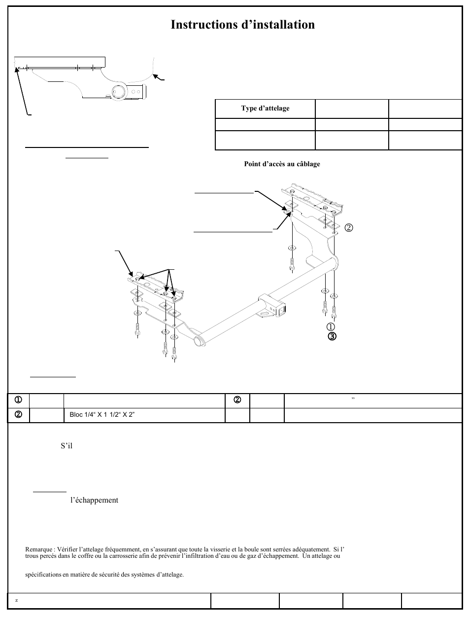 Instructions d’installation, Honda odyssey, Kj l | Numéro de pièce | Draw-Tite 75270 MAX-FRAME RECEIVER User Manual | Page 2 / 3