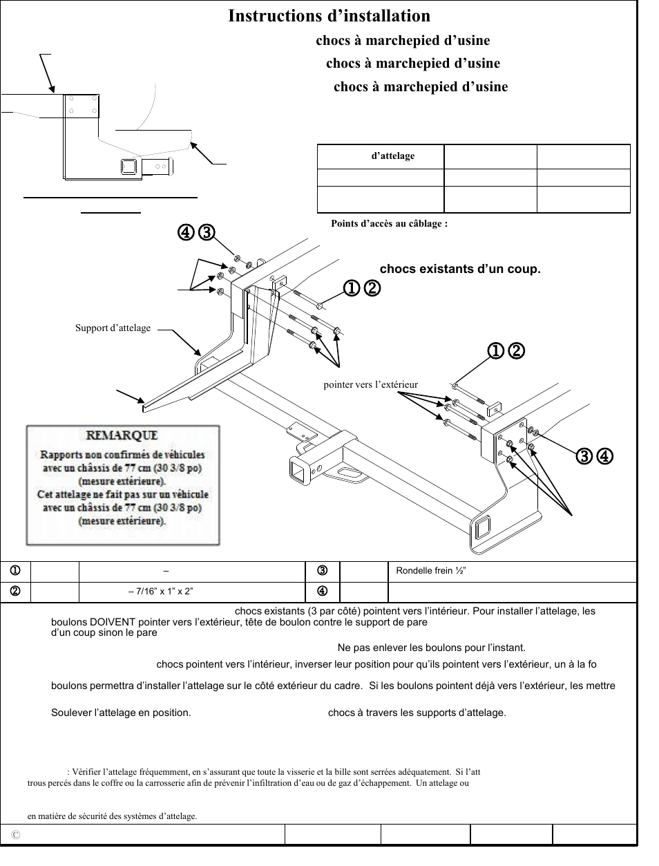 Ml jk lm, Instructions d’installation | Draw-Tite 75601 MAX-FRAME RECEIVER User Manual | Page 2 / 3