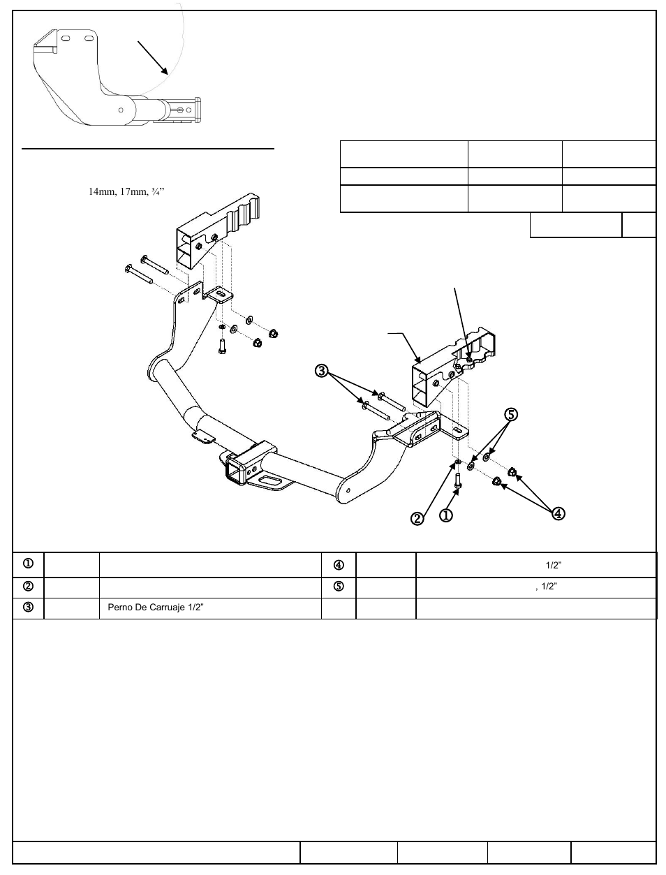 Instrucciones de instalación, Mitsubishi outlander ( excepto el deporte), Números de partes | Draw-Tite 75888 MAX-FRAME RECEIVER User Manual | Page 3 / 3