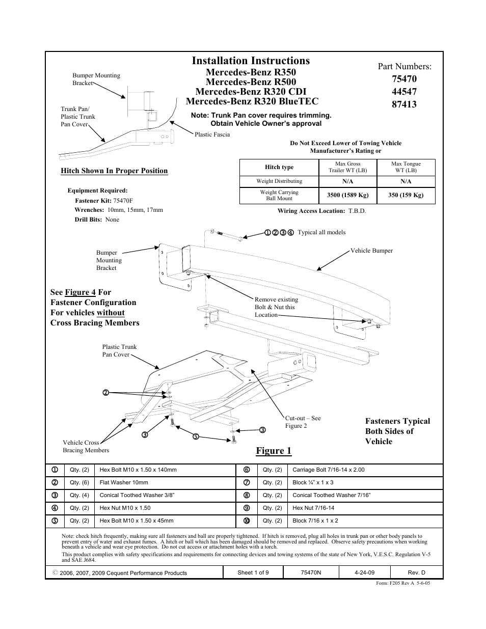 Draw-Tite 75470 MAX-FRAME RECEIVER User Manual | 9 pages