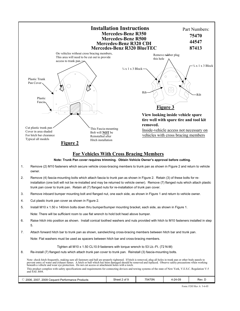 Installation instructions, Figure 2, Figure 3 | Part numbers | Draw-Tite 75470 MAX-FRAME RECEIVER User Manual | Page 2 / 9