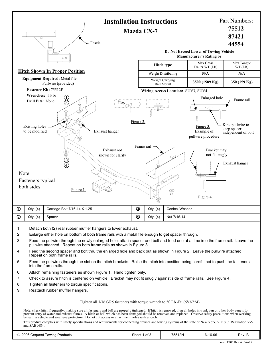 Draw-Tite 75512 MAX-FRAME RECEIVER User Manual | 3 pages